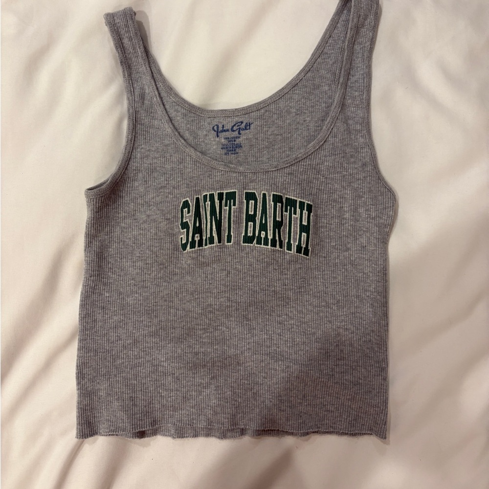 Brandy Melville Gray Tank with Green Print